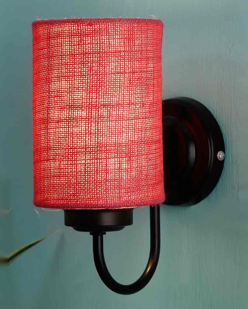 Earthy Jute Wall Mounted Lamp With Iron Base | 7 x 4 x 9 inches