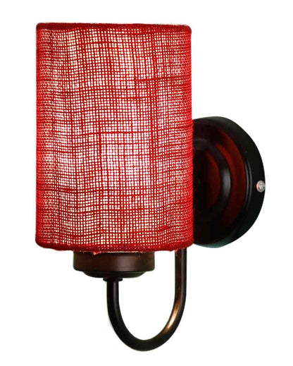 Earthy Jute Wall Mounted Lamp With Iron Base | 7 x 4 x 9 inches