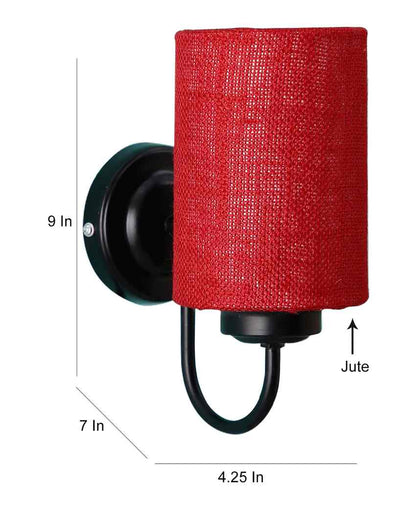 Earthy Jute Wall Mounted Lamp With Iron Base | 7 x 4 x 9 inches