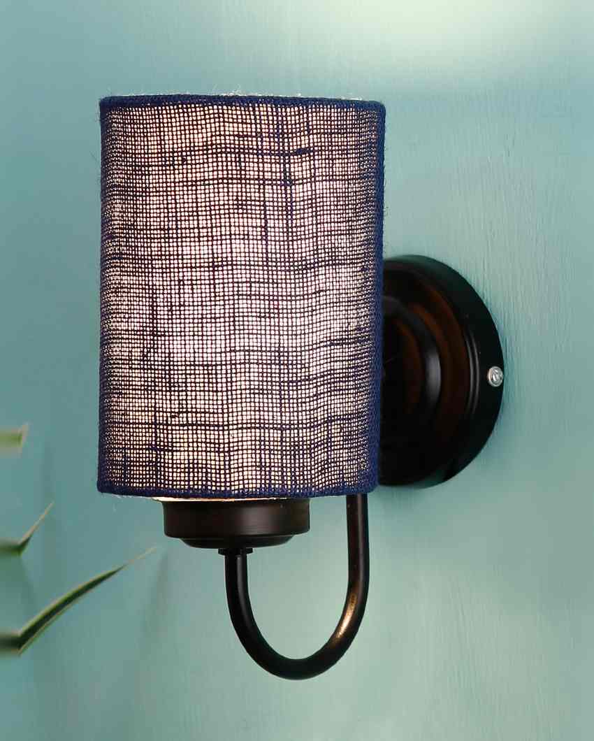 Earthy Jute Wall Mounted Lamp With Iron Base | 7 x 4 x 9 inches