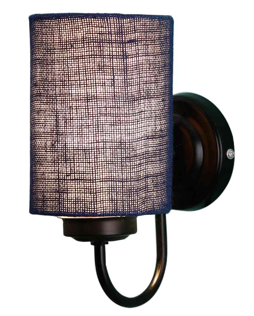 Earthy Jute Wall Mounted Lamp With Iron Base | 7 x 4 x 9 inches