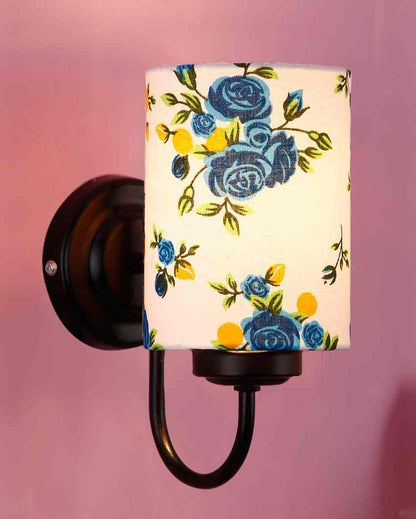 Textured Modern Cotton Shade Wall Mounted Lamp With Iron Base | 7 x 4 x 9 inches