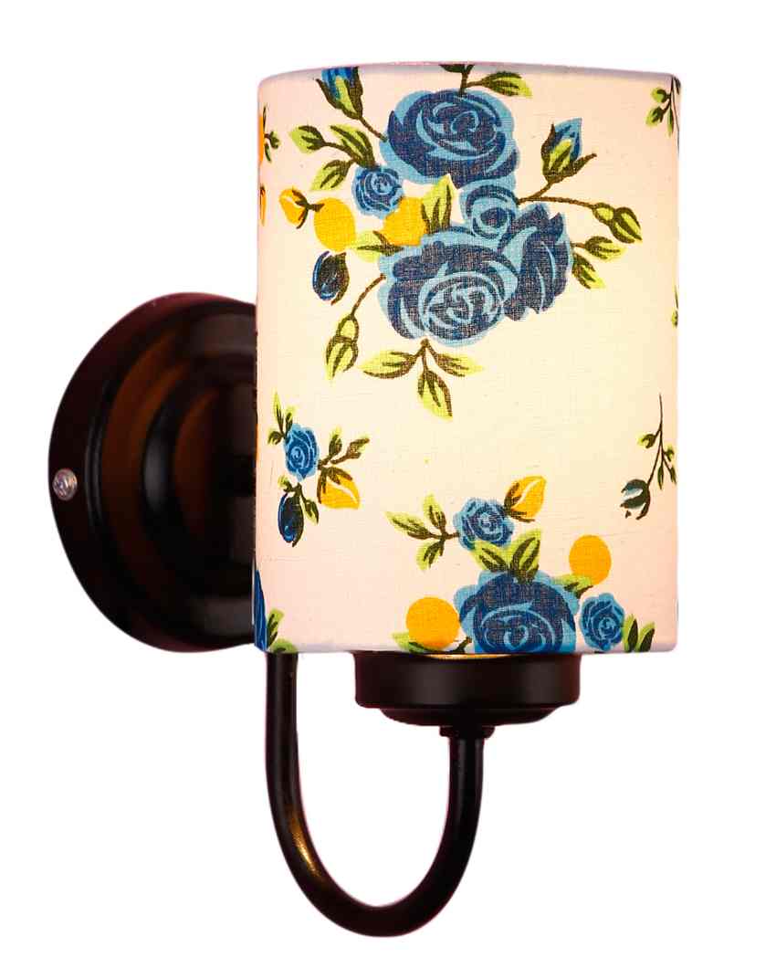 Textured Modern Cotton Shade Wall Mounted Lamp With Iron Base | 7 x 4 x 9 inches