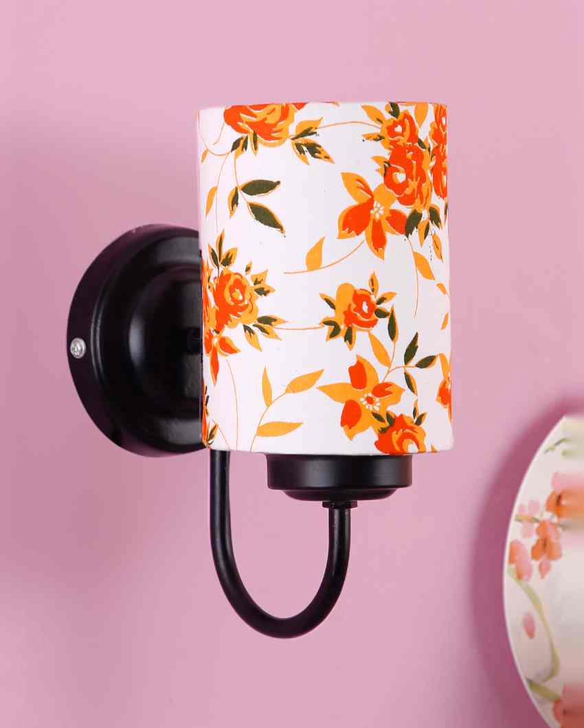 Minimalist Cotton Shade Wall Mounted Lamp With Iron Base | 7 x 4 x 9 inches