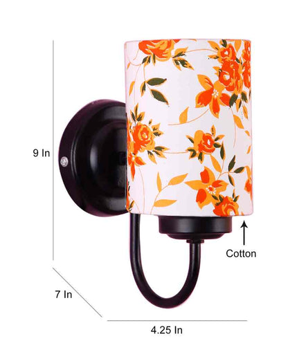 Minimalist Cotton Shade Wall Mounted Lamp With Iron Base | 7 x 4 x 9 inches