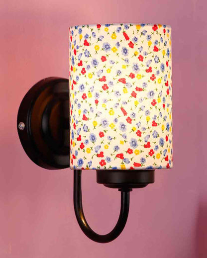 Stylish Cotton Shade Wall Mounted Lamp With Iron Base | 7 x 4 x 9 inches