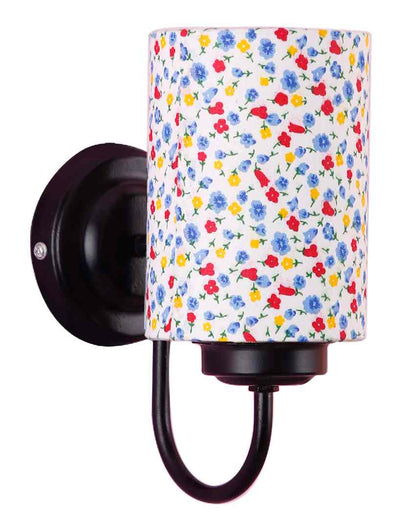 Stylish Cotton Shade Wall Mounted Lamp With Iron Base | 7 x 4 x 9 inches