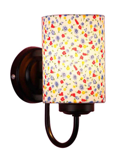 Stylish Cotton Shade Wall Mounted Lamp With Iron Base | 7 x 4 x 9 inches