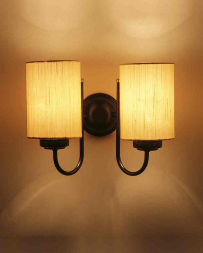 Refined Classic Timeless Cotton Wall Mounted Dual Lamp with Iron Base | Set of 2 | 12 x 6 x 9 inches