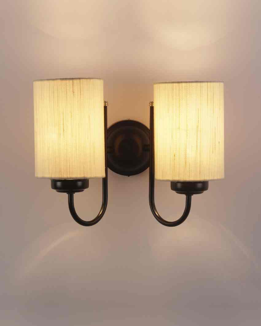 Refined Classic Timeless Cotton Wall Mounted Dual Lamp with Iron Base | Set of 2 | 12 x 6 x 9 inches