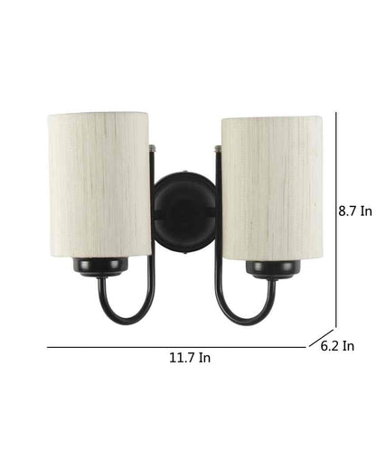 Refined Classic Timeless Cotton Wall Mounted Dual Lamp with Iron Base | Set of 2 | 12 x 6 x 9 inches