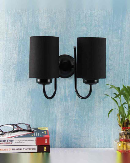 Refined Classic Timeless Cotton Wall Mounted Dual Lamp with Iron Base | Set of 2 | 12 x 6 x 9 inches