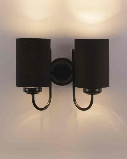 Refined Classic Timeless Cotton Wall Mounted Dual Lamp with Iron Base | Set of 2 | 12 x 6 x 9 inches