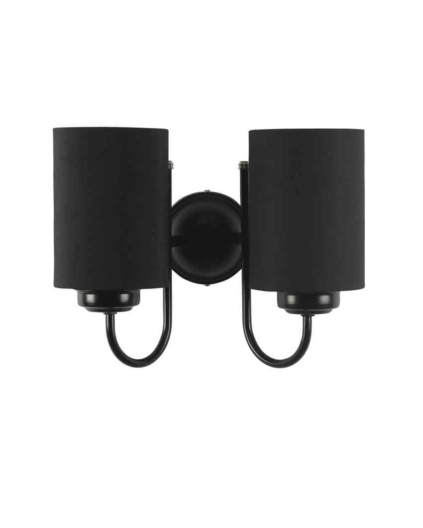 Refined Classic Timeless Cotton Wall Mounted Dual Lamp with Iron Base | Set of 2 | 12 x 6 x 9 inches