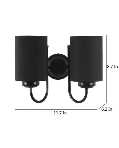 Refined Classic Timeless Cotton Wall Mounted Dual Lamp with Iron Base | Set of 2 | 12 x 6 x 9 inches