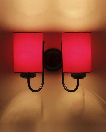 Refined Classic Timeless Cotton Wall Mounted Dual Lamp with Iron Base | Set of 2 | 12 x 6 x 9 inches