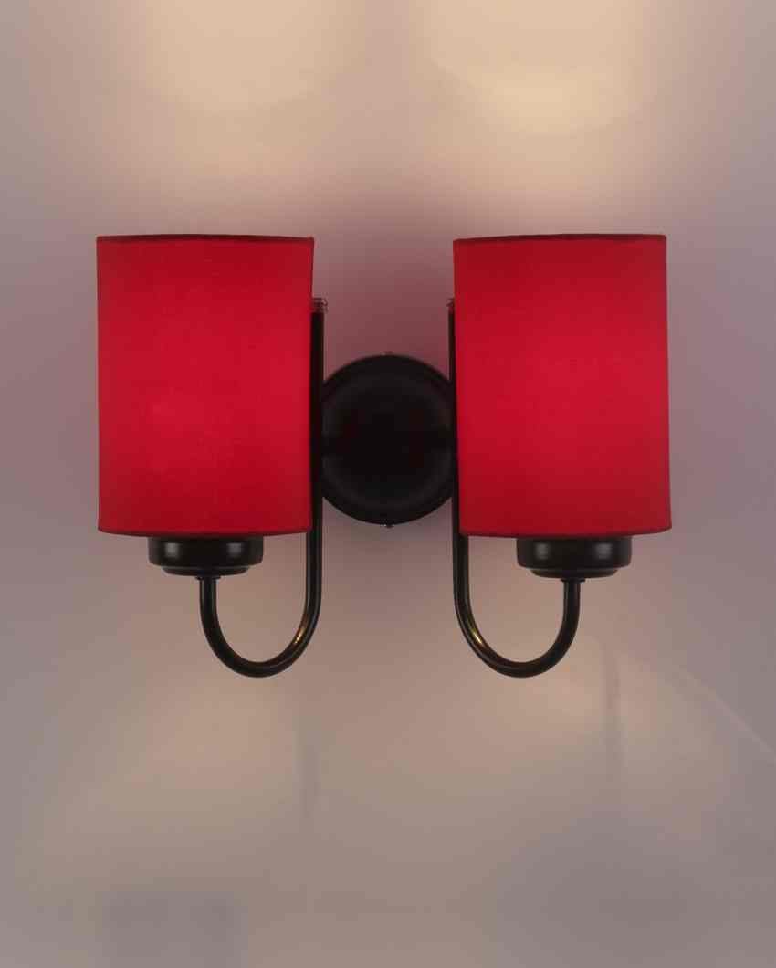 Refined Classic Timeless Cotton Wall Mounted Dual Lamp with Iron Base | Set of 2 | 12 x 6 x 9 inches