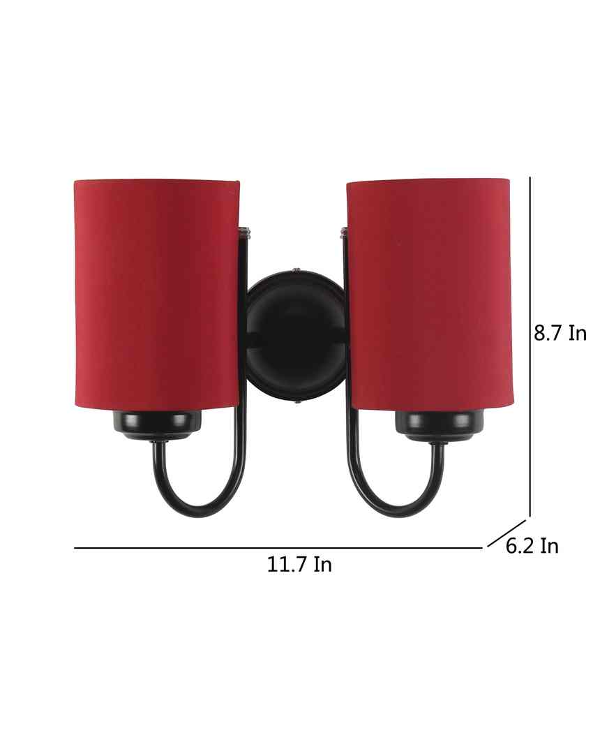 Refined Classic Timeless Cotton Wall Mounted Dual Lamp with Iron Base | Set of 2 | 12 x 6 x 9 inches