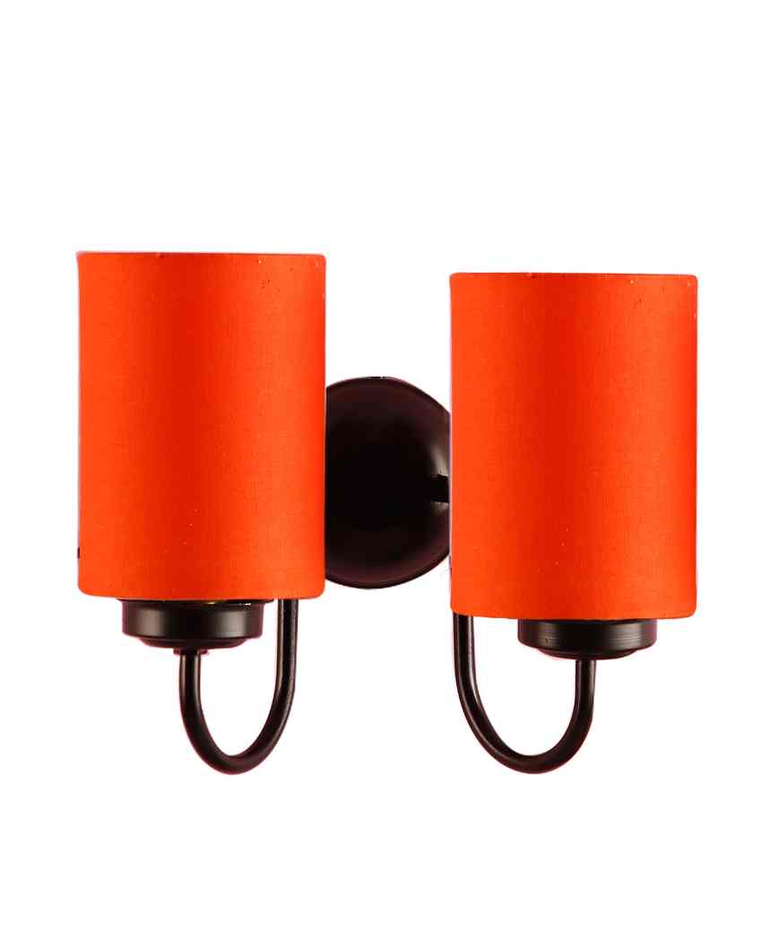 Refined Classic Timeless Cotton Wall Mounted Dual Lamp with Iron Base | Set of 2 | 12 x 6 x 9 inches