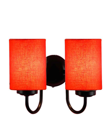 Refined Classic Timeless Cotton Wall Mounted Dual Lamp with Iron Base | Set of 2 | 12 x 6 x 9 inches