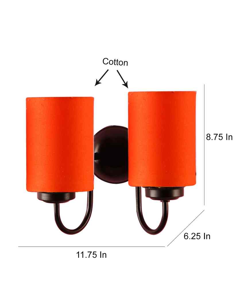 Refined Classic Timeless Cotton Wall Mounted Dual Lamp with Iron Base | Set of 2 | 12 x 6 x 9 inches