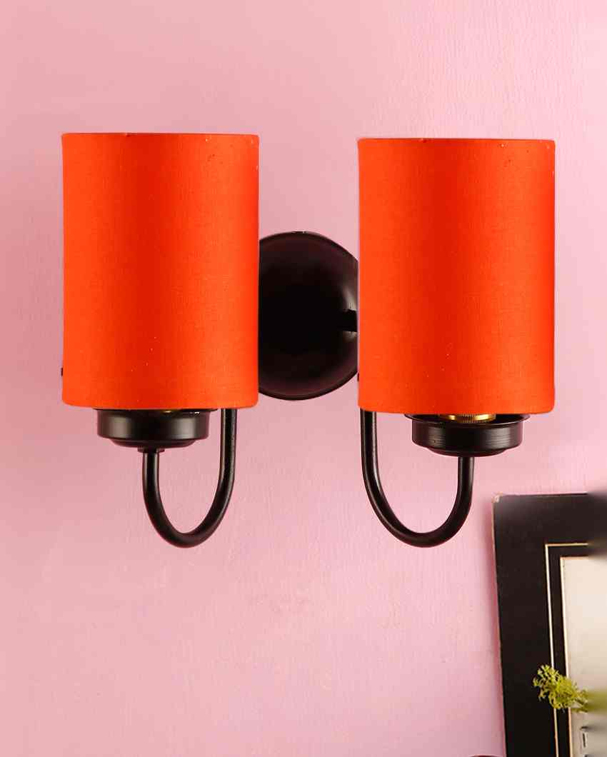 Refined Classic Timeless Cotton Wall Mounted Dual Lamp with Iron Base | Set of 2 | 12 x 6 x 9 inches