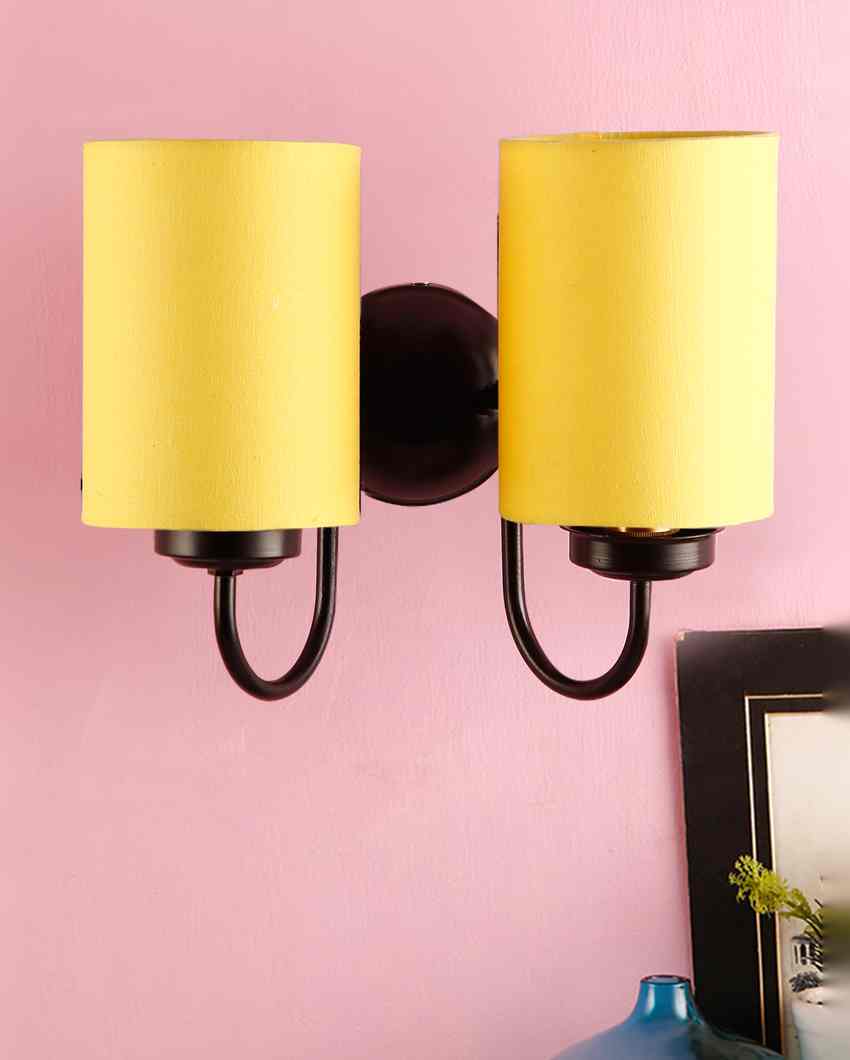 Refined Classic Timeless Cotton Wall Mounted Dual Lamp with Iron Base | Set of 2 | 12 x 6 x 9 inches