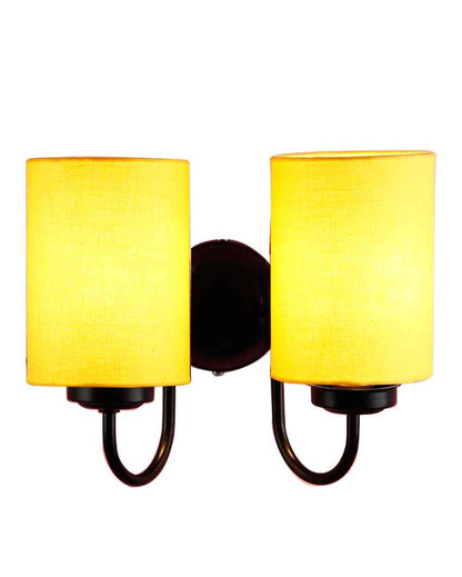 Refined Classic Timeless Cotton Wall Mounted Dual Lamp with Iron Base | Set of 2 | 12 x 6 x 9 inches