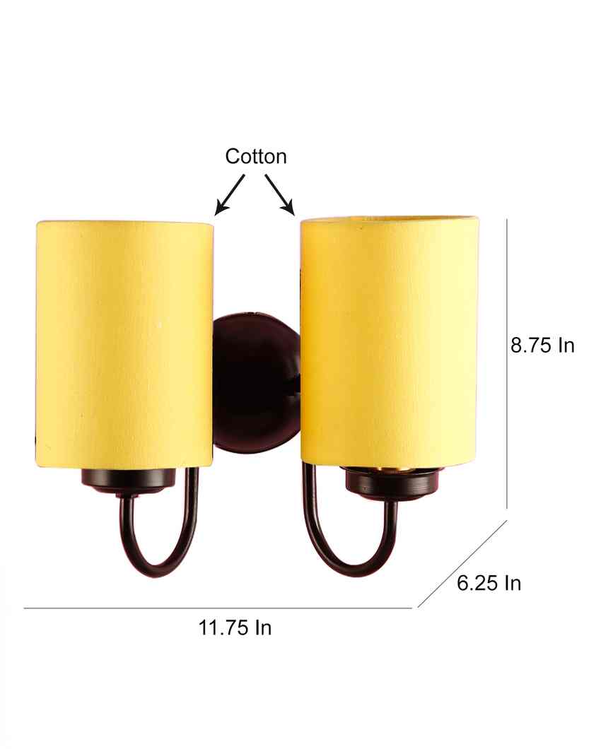 Refined Classic Timeless Cotton Wall Mounted Dual Lamp with Iron Base | Set of 2 | 12 x 6 x 9 inches