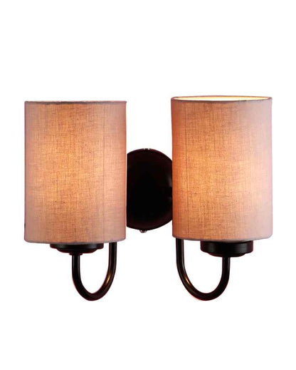 Refined Classic Timeless Cotton Wall Mounted Dual Lamp with Iron Base | Set of 2 | 12 x 6 x 9 inches