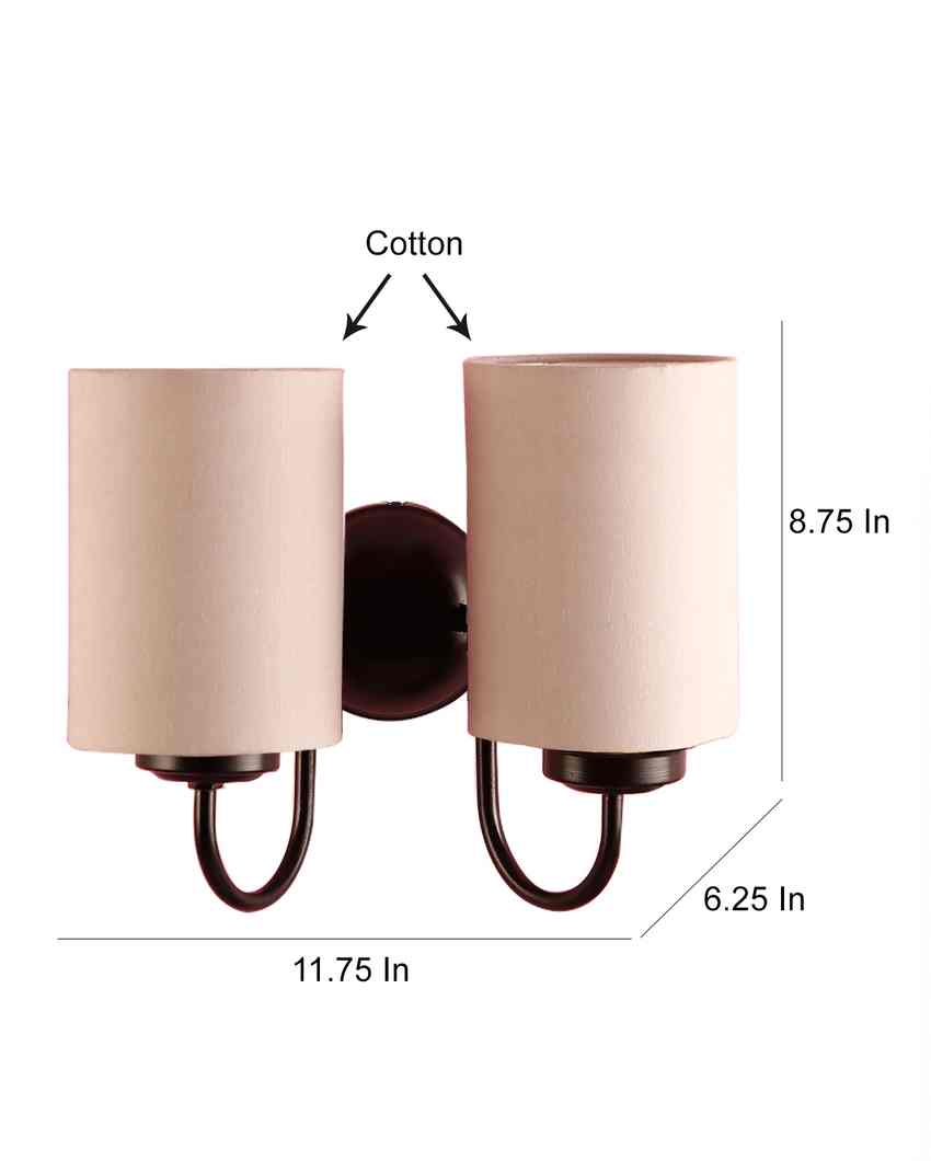 Refined Classic Timeless Cotton Wall Mounted Dual Lamp with Iron Base | Set of 2 | 12 x 6 x 9 inches