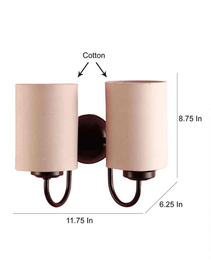 Refined Classic Timeless Cotton Wall Mounted Dual Lamp with Iron Base | Set of 2 | 12 x 6 x 9 inches