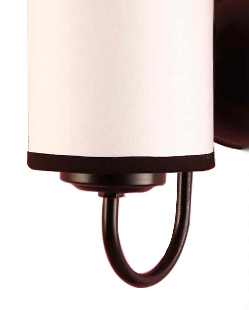 Stylish White & Black Cotton Wall Mounted Dual Lamp Iron Base | Set of 2 | 12 x 6 x 9 inches