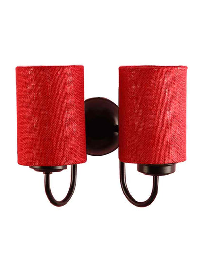 Elegant Jute Wall Mounted Dual Lamp Iron Base | Set of 2 | 12 x 6 x 9 inches