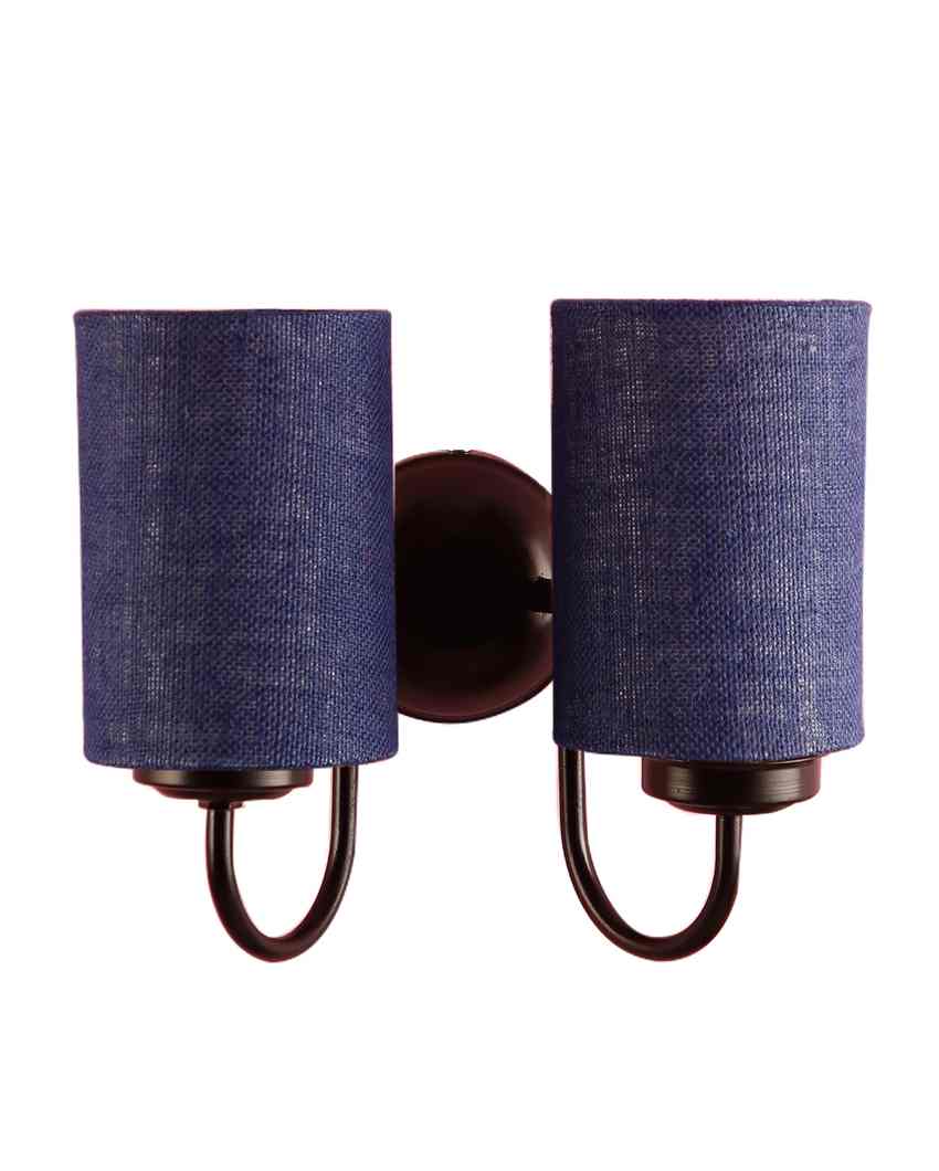 Elegant Jute Wall Mounted Dual Lamp Iron Base | Set of 2 | 12 x 6 x 9 inches