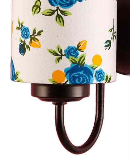 Artistic Cotton Shade Wall Mounted Dual Lamp With Iron Base | Set of 2 | 12 x 6 x 9 inches