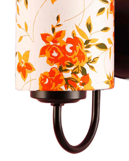 Premium High Quality Cotton Shade Wall Mounted Dual Lamp with Iron Base | Set of 2 | 12 x 6 x 9 inches