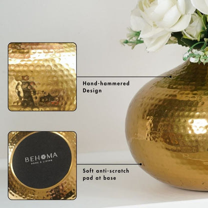 Compact Golden Hammered Vase Without Flower | 7 x 5 inches