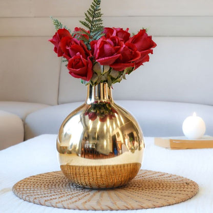 Elegant Gold Finish Vase Without Flower | 7 x 8 inches