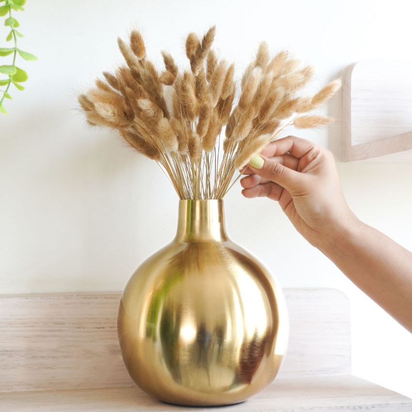 Elegant Gold Finish Vase Without Flower | 7 x 8 inches