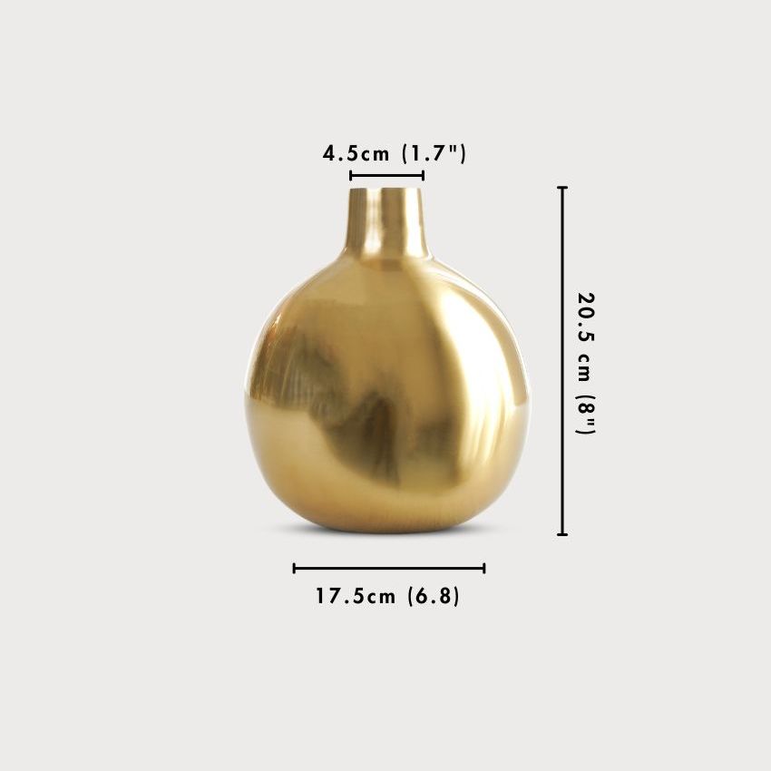 Elegant Gold Finish Vase Without Flower | 7 x 8 inches