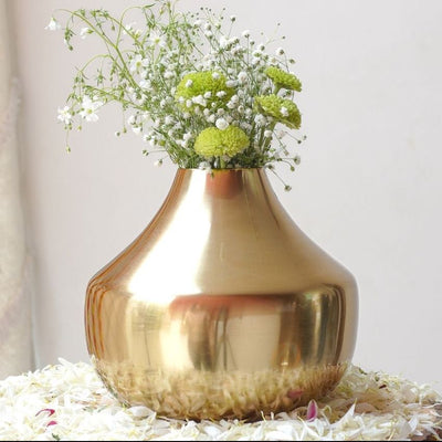 Stylish Golden Shade Droplet Vase Without Flower | 7 x 6 inches