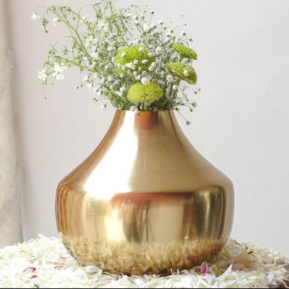 Stylish Golden Shade Droplet Vase Without Flower | 7 x 6 inches