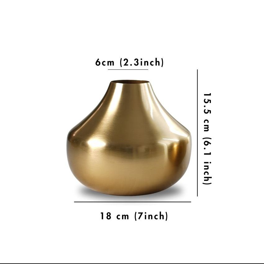 Stylish Golden Shade Droplet Vase Without Flower | 7 x 6 inches