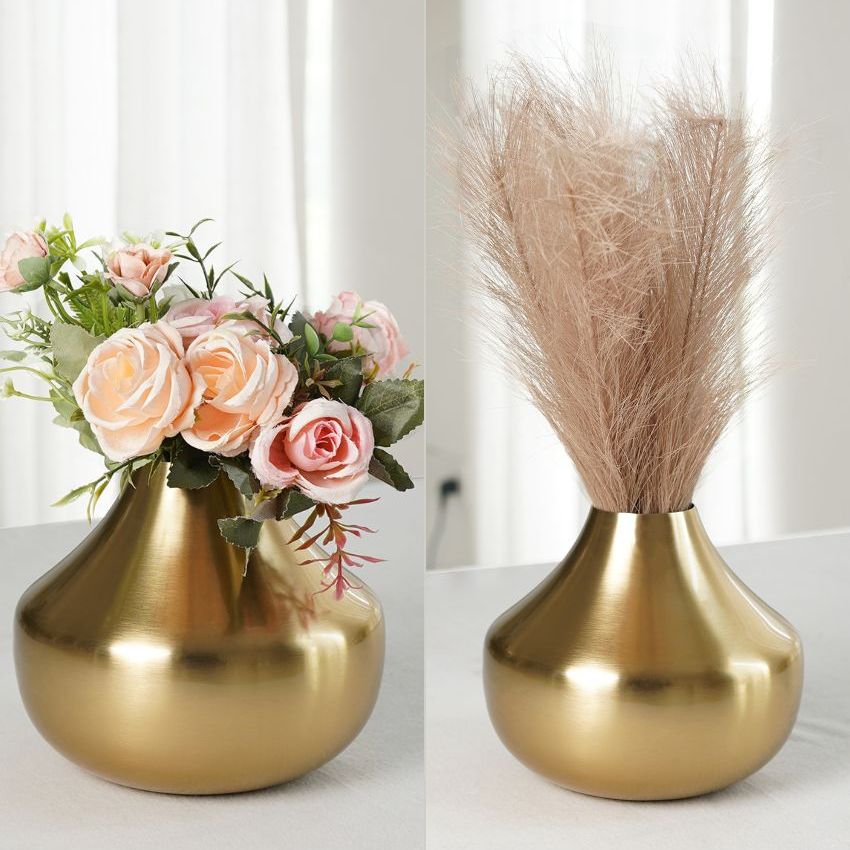 Stylish Golden Shade Droplet Vase Without Flower | 7 x 6 inches