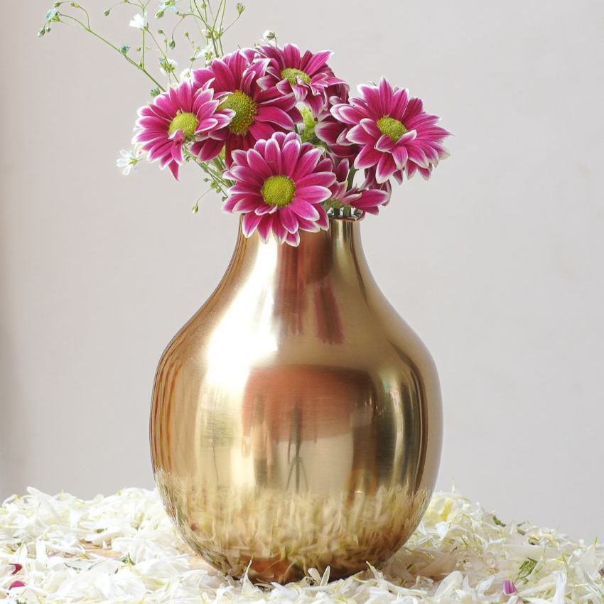 Elegant Golden Shade Droplet Vase Without Flower | 5 x 6 inches