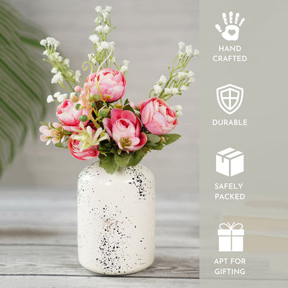 Speckled Off-White Bud Bottle Vase Without Flower | 4 x 6 inches