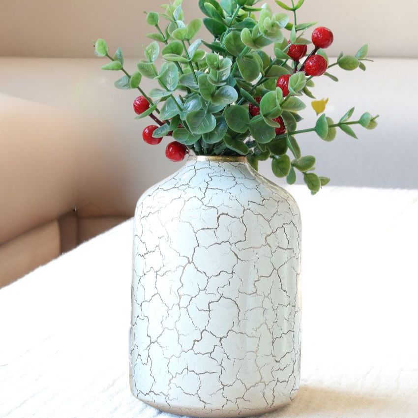 Crackled Off-White Shade Bud Bottle Vase Without Flower | 4 x 6 inches