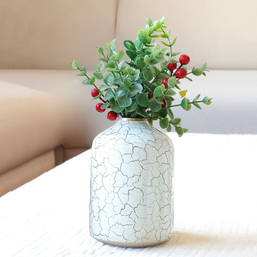 Crackled Off-White Shade Bud Bottle Vase Without Flower | 4 x 6 inches