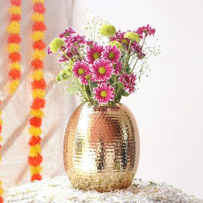 Stylish Hammered Golden Vase Without Flower | 7 x 8 inches